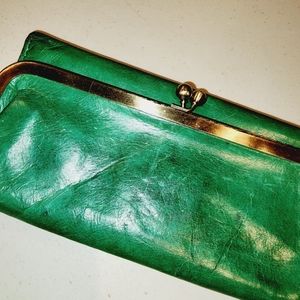 HOBO | Emerald Green Distressed Tri Fold Multi Compartment Full Size Boho Wallet